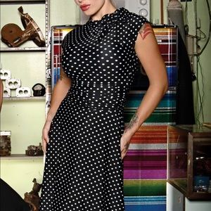 ModCloth x Retrolicious B&W polka dot dress NWT